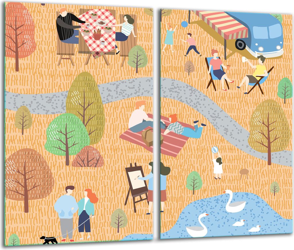 Herdabdeckplatten 2 teilig 30x52 Glaskeramikfeld Abdeckung Glas Herbst