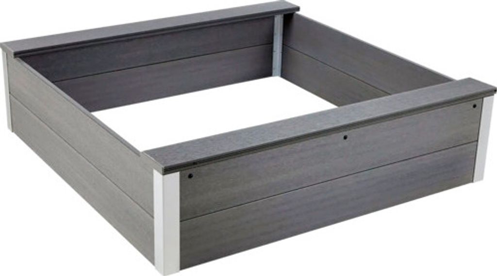 dobar WPC Sandkasten "Theo" , Silbergrau, 115x115x32 cm