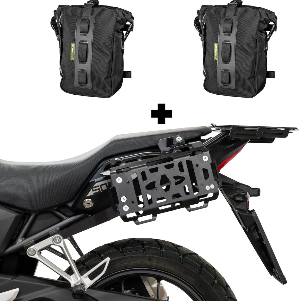 ZIEGER Seitentaschenträger inklusive SCHNORR Universal Bag S Paar kompatibel mit Honda NX 500