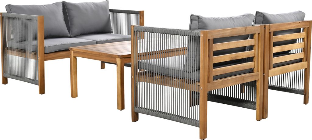 Merax 4-tlg. Gartenlounge-Set, Gartengarnitur aus Holz und Produktbild 11