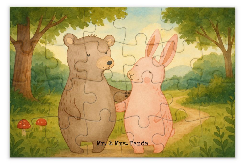 Mr. & Mrs. Panda Puzzle Bär und Hase Umarmen Design 24 Teile - Weiß - Geschenk, Freundin, für Immer, 500, Puzzlespiel, Bester Freund, Freunde, 1...