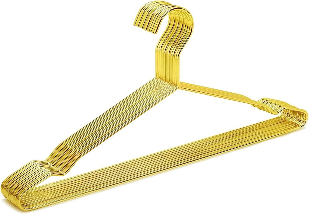 MODFU 10 Stück Kleiderbügel Platzsparend Krawattenhalter, 42x20.5cm, Gold