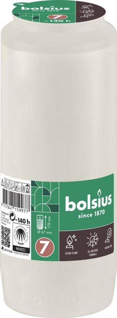 Füllung Bolsius, 140 h, 471 g, 67 x 178 mm, für Produktbild 