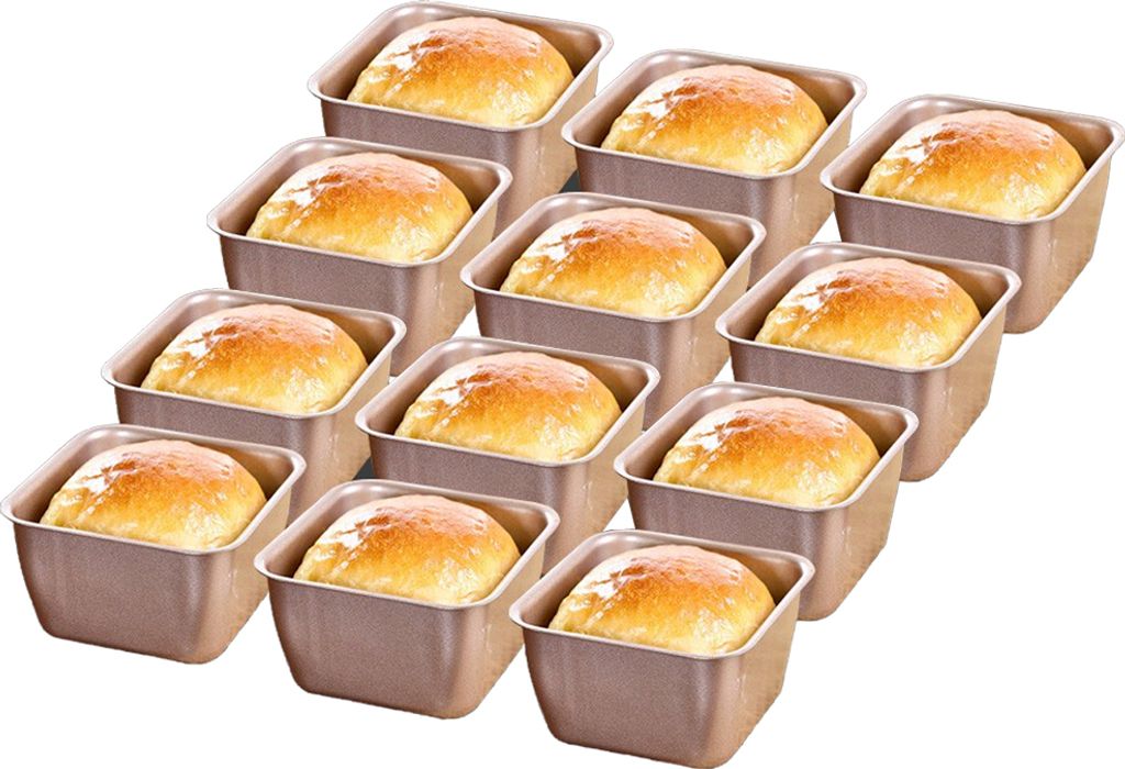 12 Stück 7cm Kastenform, kleine Kuchenform, Backform aus Stahl mit Antihaftbeschichtung