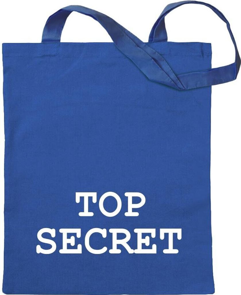 Kiwistar - Baumwolltasche - royalblau - Top Secret - Tragetasche Stoffbeutel Umhängetasche Langer Henkel