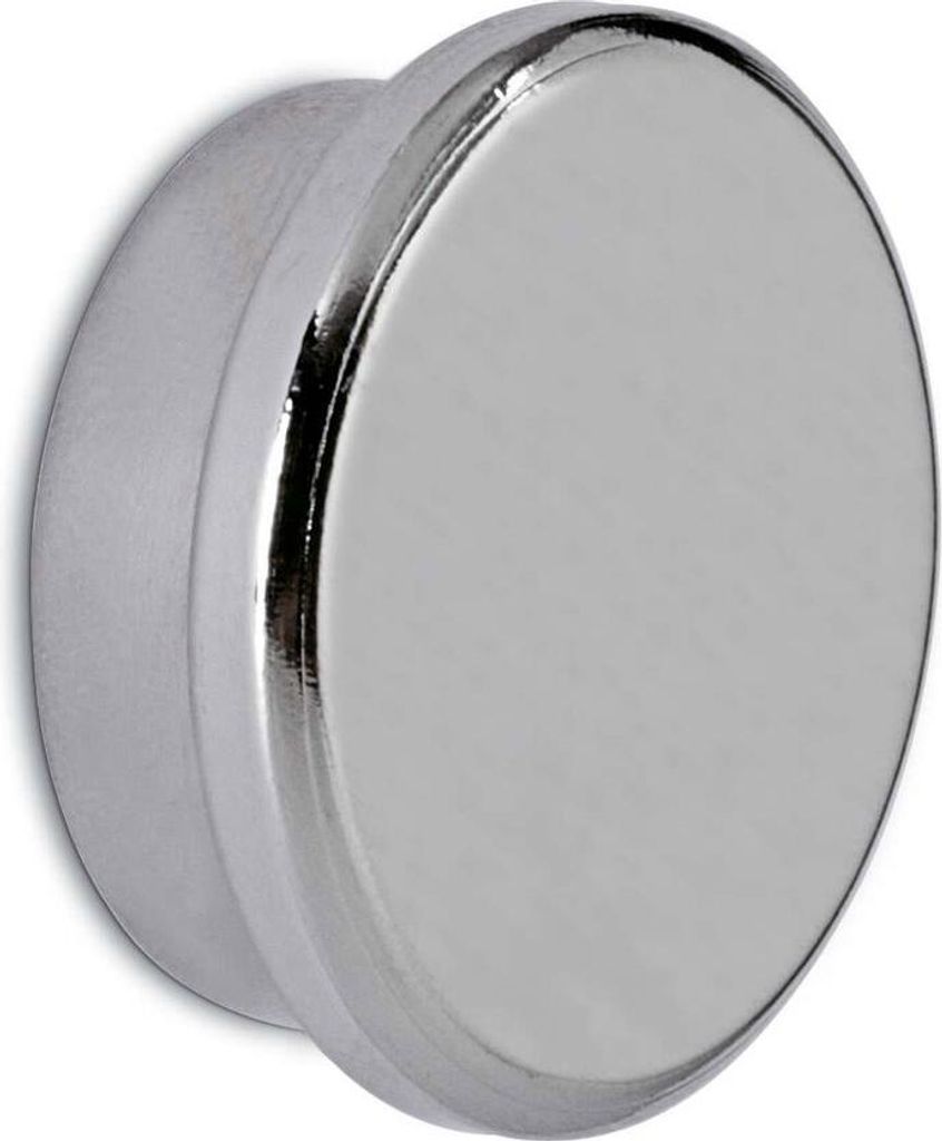 MAUL Magnet rund 1 Stück 13 kg Stahl Metall Neodym Ø 2.5 x 0.9 cm silber