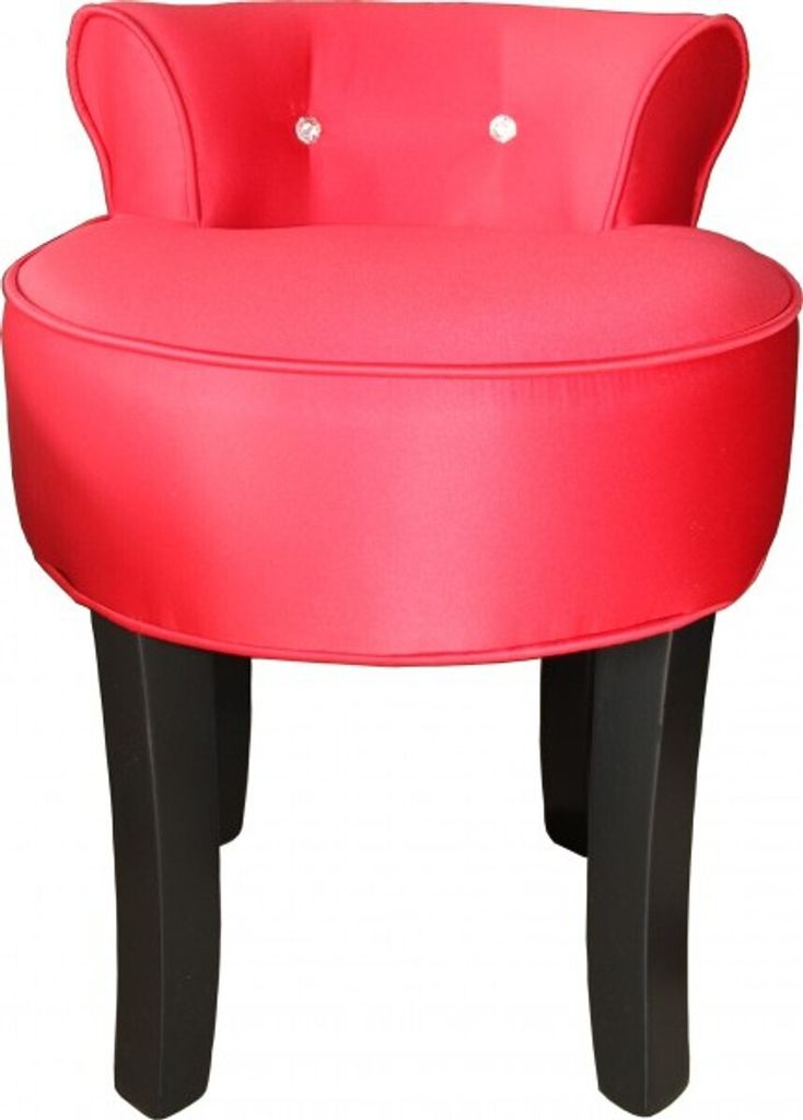 Casa Padrino Designer Hocker Boston Rot/Schwarz mit Bling Bling Steinen - Barock Schminktisch Stuhl