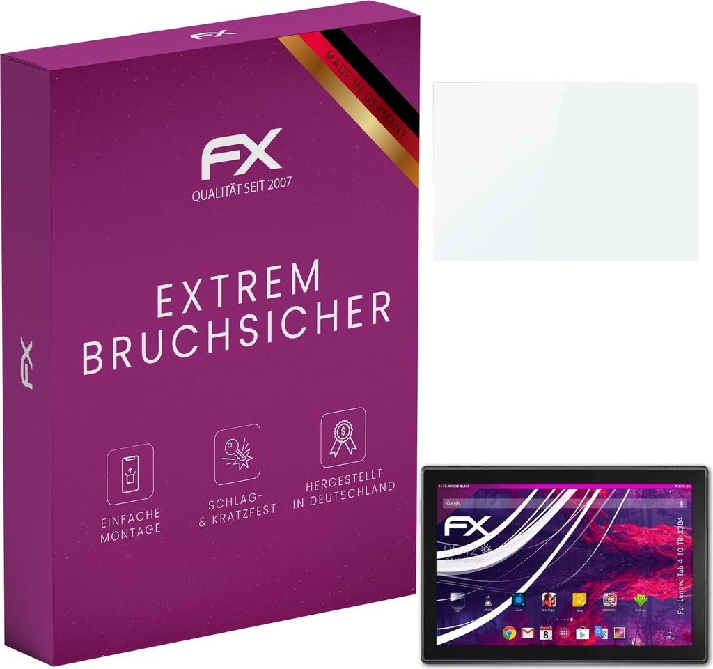 atFoliX FX-Hybrid-Glass Displayfolie kompatibel mit Lenovo Tab 4 10 (TB-X304) Glasfolie