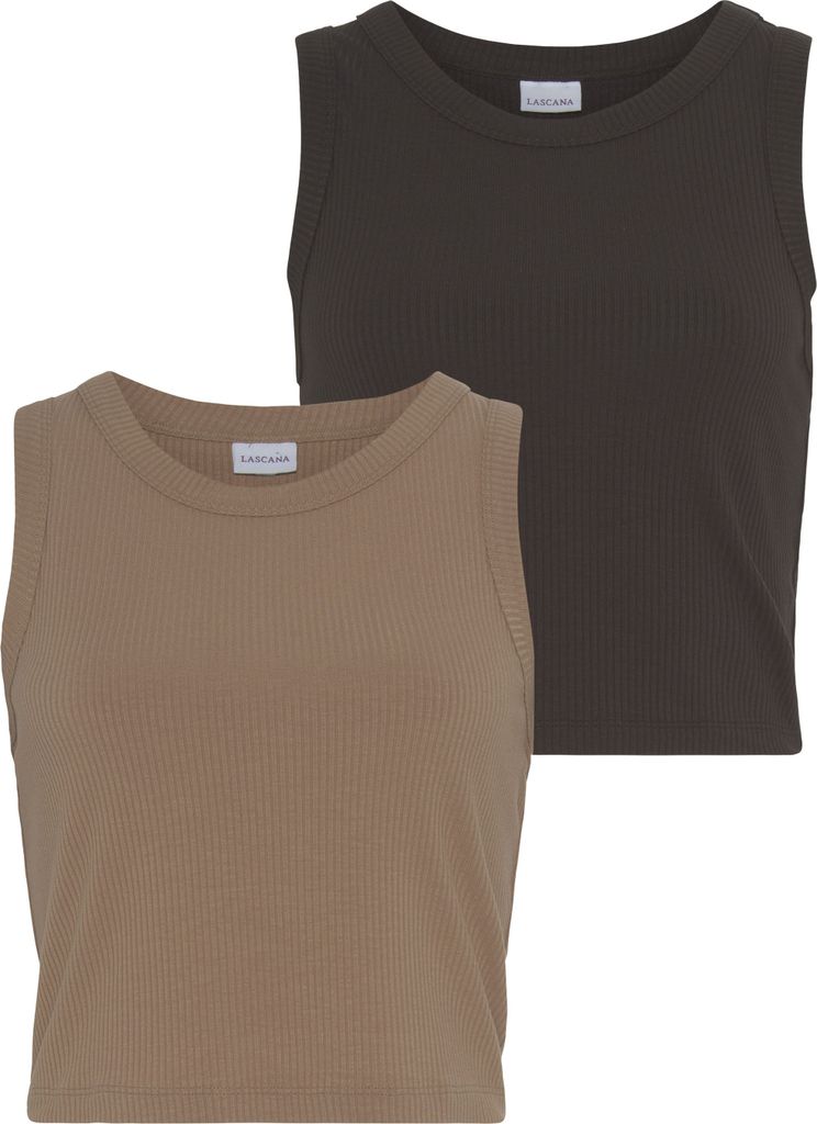 LASCANA Crop-Top camelfarben + braun Größe 32/34