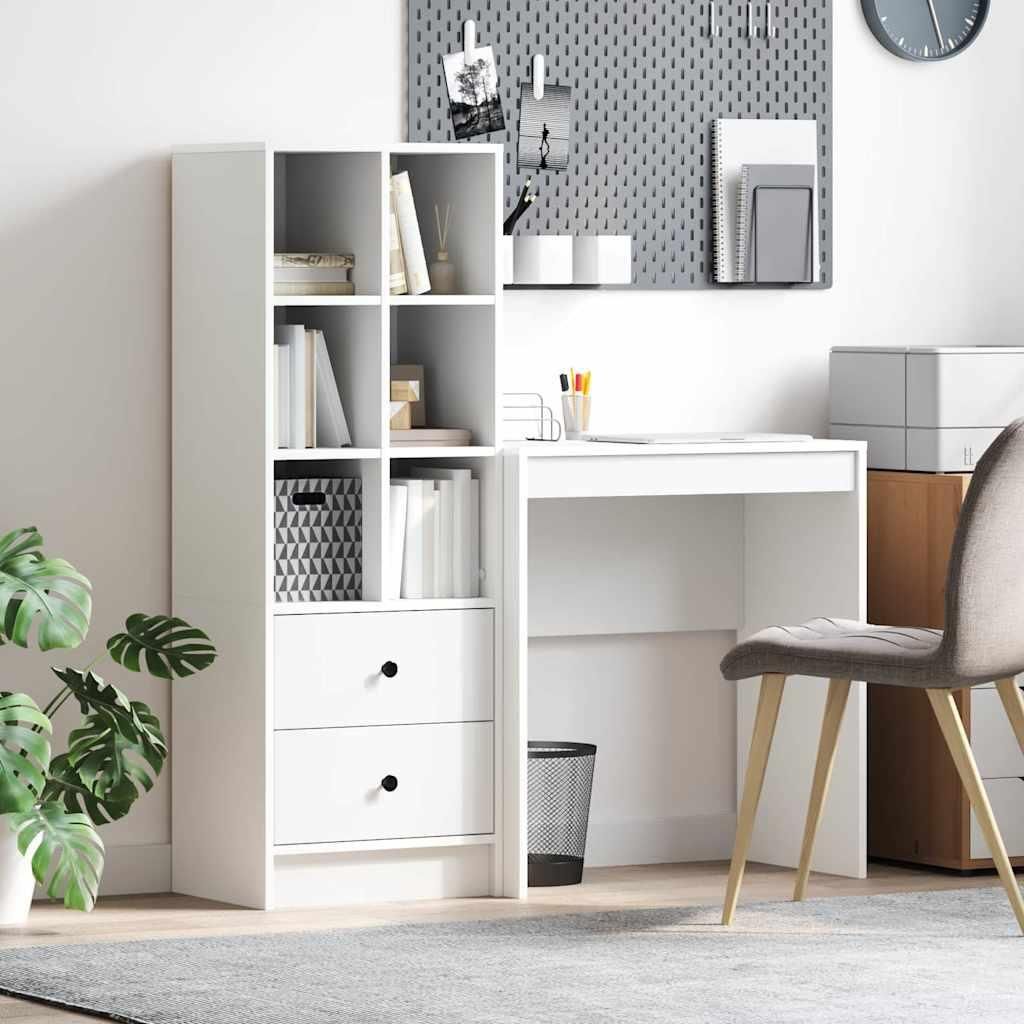 Möbel Schreibtisch mit Stauraum mit Regal 2 pcs Weiß 70 x 40 x 76 cm - Kommoden 3337305