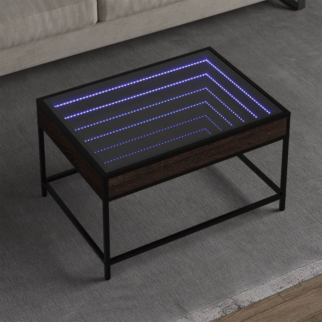 Maison Exclusive - Couchtisch mit Infinity-LED Braun Eichen-Optik 70x50x41 cm