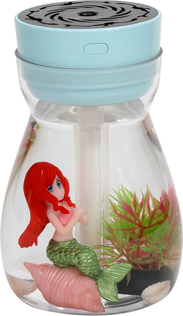 Mini-Luftbefeuchter mit 2 Modi, Meerjungfrauenlandschaft, USB-Feinnebelsprüher, Aromaöl-Diffusor mit buntem Licht, Haushaltsluftreiniger