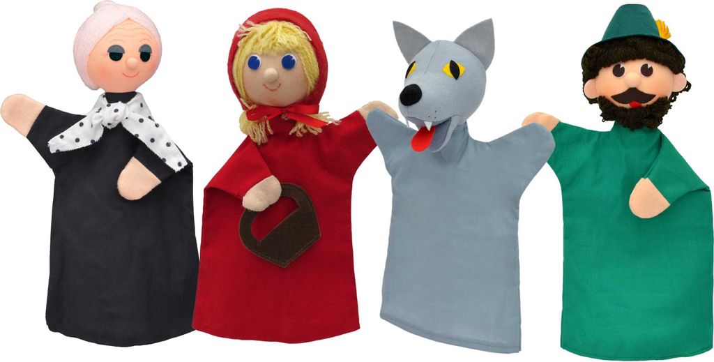 4er Set Handpuppen Rotkäppchen 18,5 cm Mehrfarbig, 22757S