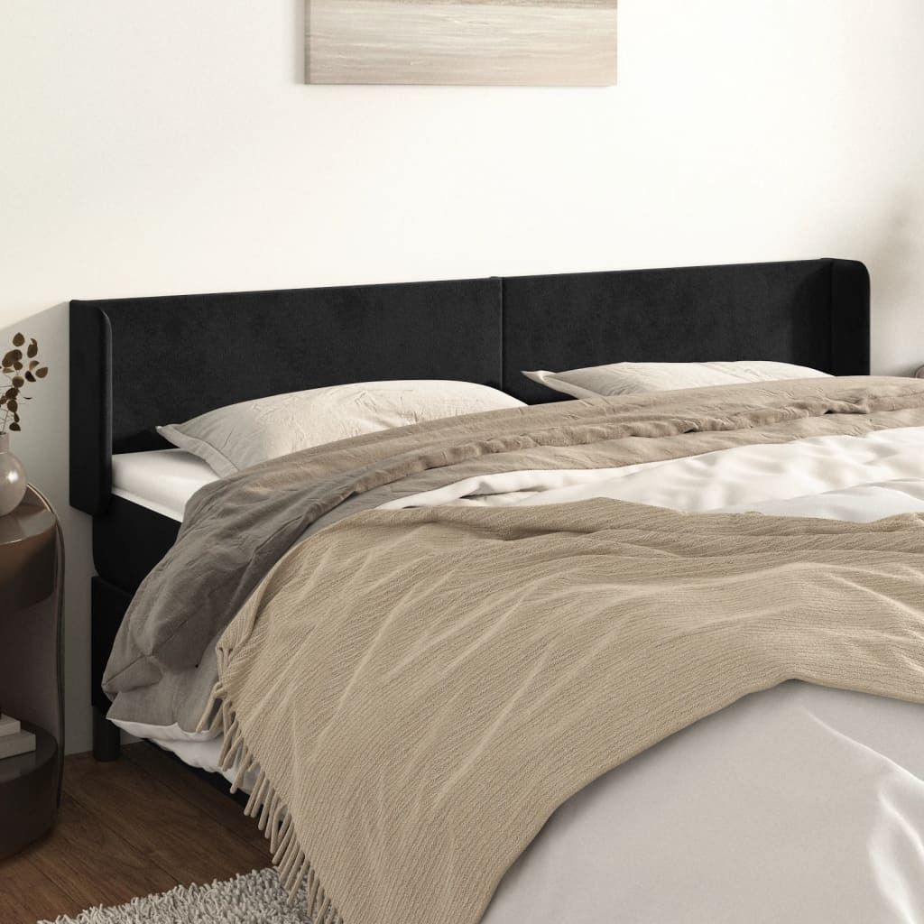 Maison Exclusive - Kopfteil mit Ohren Schwarz 203x16x78/88 cm Samt