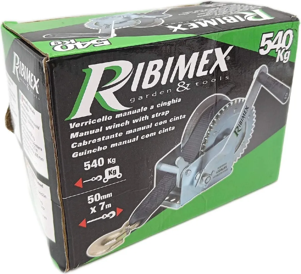 Treuil Manuel Ribimex Stable et Durable 540 kg avec Courroie Fort