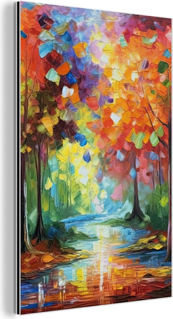 MuchoWow Wanddekoration Metall Metallbild Wandkunst 80x120 cm Landschaft - Wald - Farben - Natur MuchoWow Aluminium Gemälde - Bilder