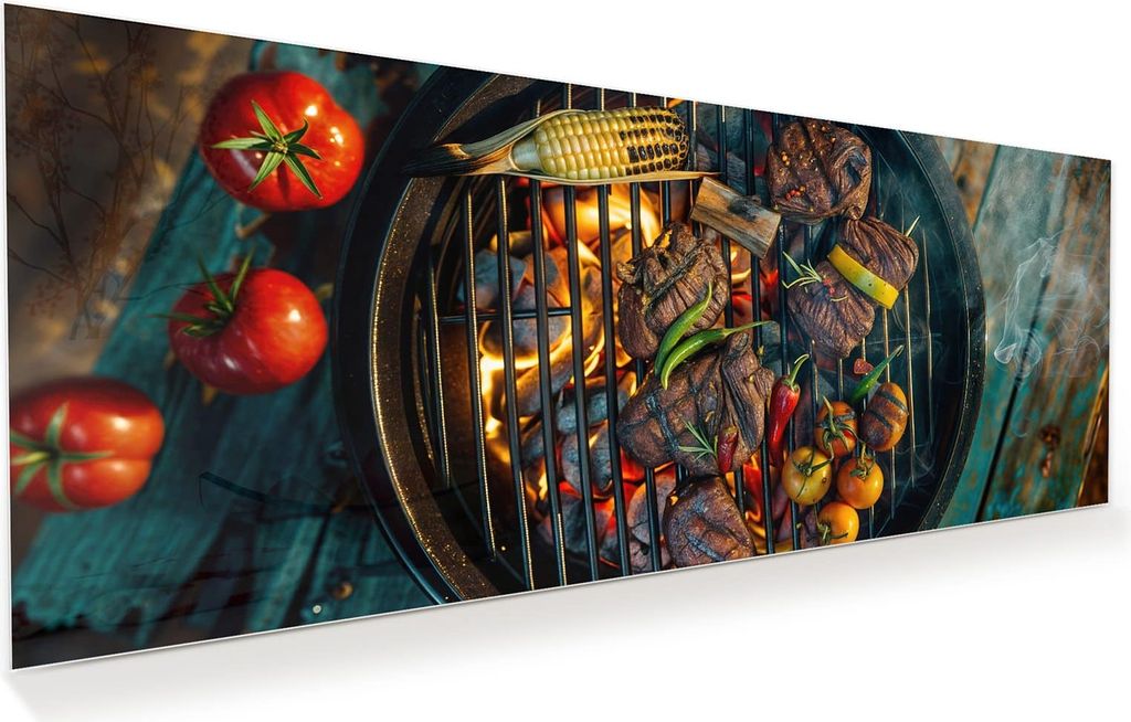 Glasbild 100x40cm in XXL für Wohnzimmer, Schlafzimmer Motiv Sommergrillfest