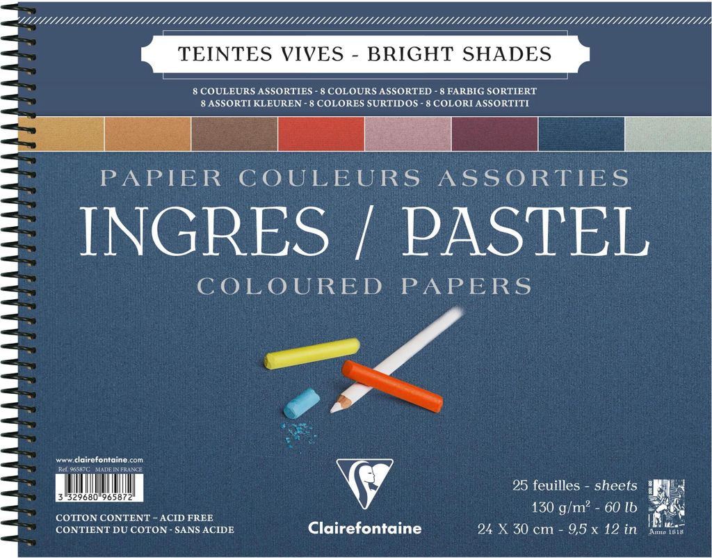 Clairefontaine 5x Block 24x30cm 25 Blatt Lebendige Farben sort. 96587C