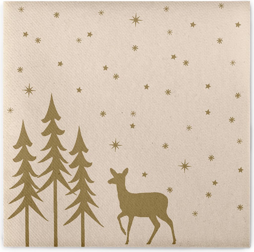 Airlaid Serviette Liane in pebble stone, 40 x 40 cm, 50 Stück - Mank - Weihnachten Hirsch Tannenwald Schneeflocken