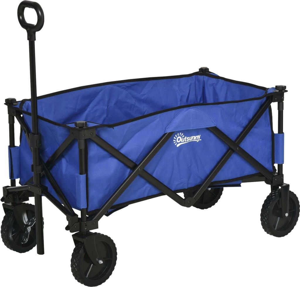 Outsunny Bollerwagen, Faltbarer Handwagen, 360° Gartenwagen, Transportwagen, Strandwagen, Stahlrahmen, Oxford, 107 x 51 x 91,5 cm