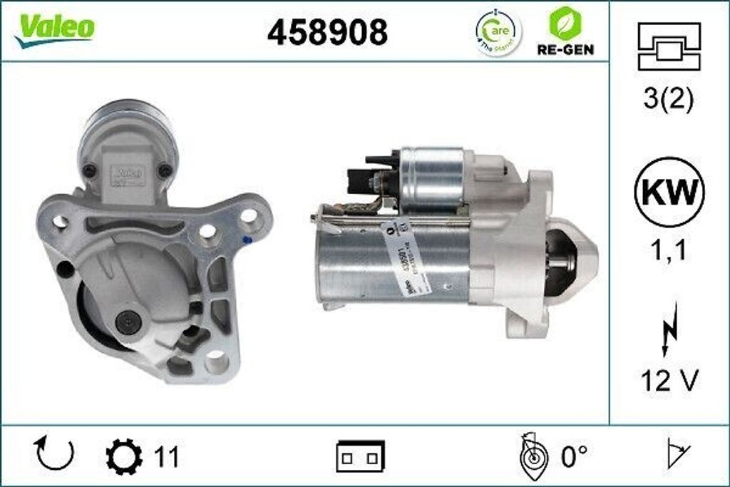 VALEO 458908 Starter Anlasser 1,1kW für RENAULT Clio III Schrägheck (BR0/1, CR0/1) 12V