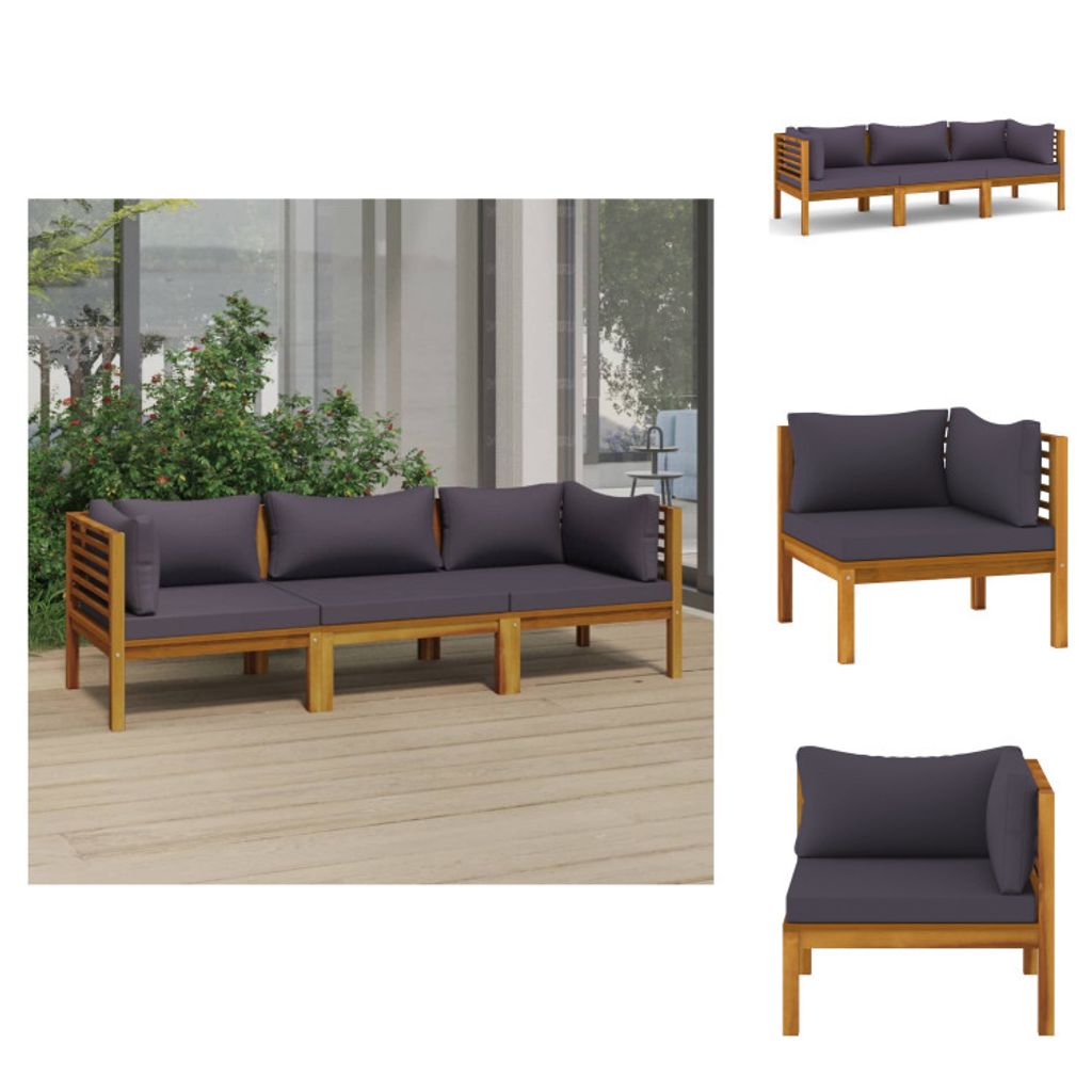 vidaXL 3-Sitzer-Gartensofa mit Auflage Akazie Massivholz - Gartenmöbel-Sets