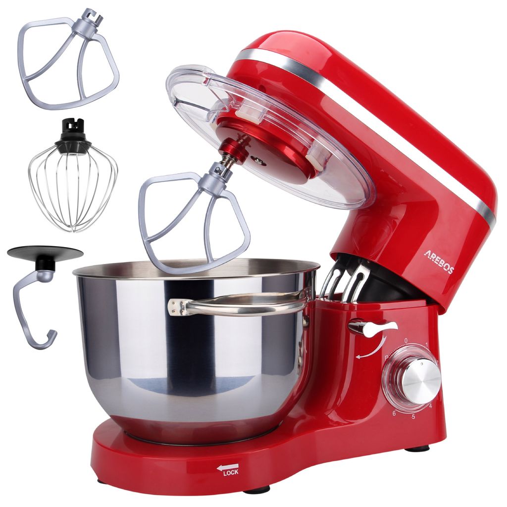 AREBOS Küchenmaschine 1500 W | 6 L Edelstahl | Rühr-, Produktbild 