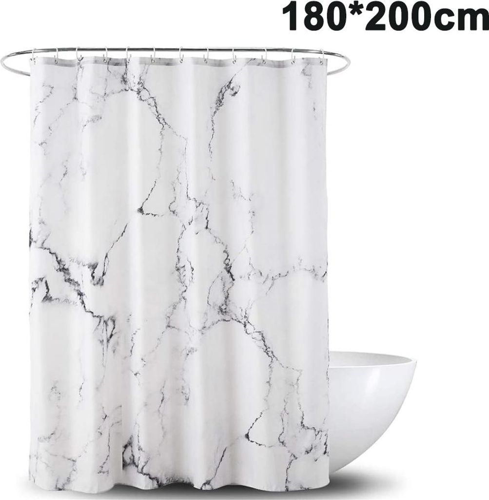 Marmor-Duschvorhang, schimmelresistent, antibakteriell, wasserdicht, aus Polyester, mit 12 Duschvorhangringen, 3D-Digitaldruck, Duschvorhänge für...
