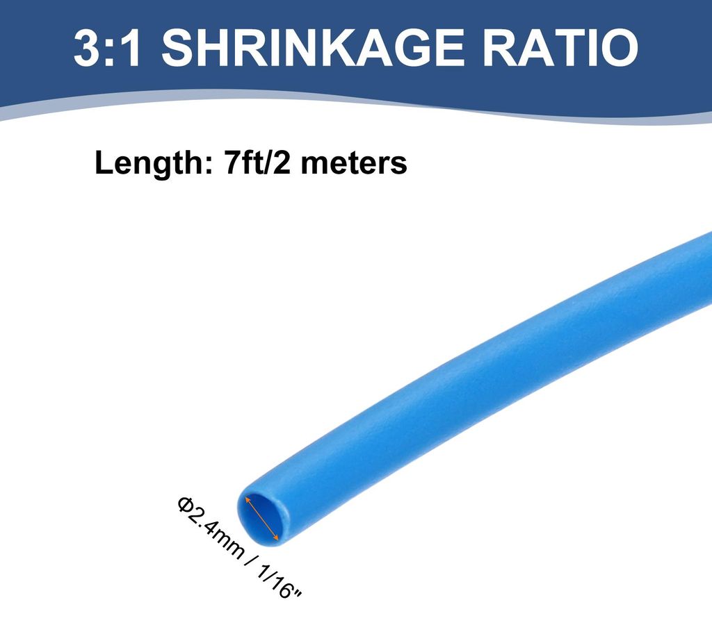 2m L?nge Schrumpfschlauch 2,4mm Durchmesser, 3:1 Schrumpfverh?ltnis Isolierschlauch Wasserdicht Schrumpfschl?uche mit Kleber, Blau Kabelschutzschla...