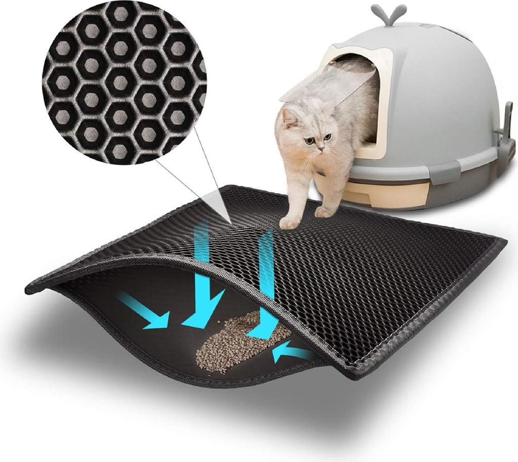 Katzenstreumatte, Katzentoiletten-Trapper-Matte, wasserdichtes, urindichtes Wabenmaterial mit zwei Schichten, leicht zu reinigen, waschbar und zum ...