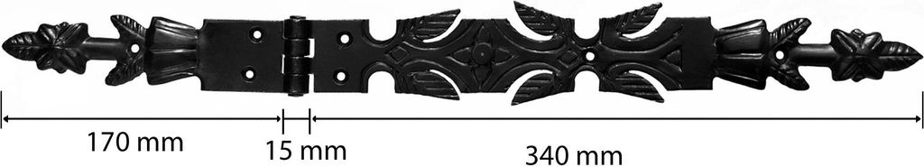 Truhenband Tischband Zierscharniere 530 (170x340) Schmiedeeisen Schwarz