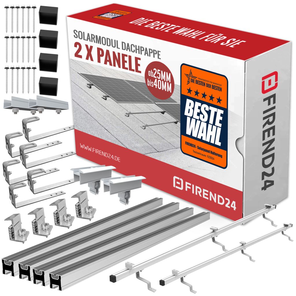 2x PV Montage Set Halterung DACHPAPPE Photovoltaik Ziegeldach Solarpanel 0% 25-40mm