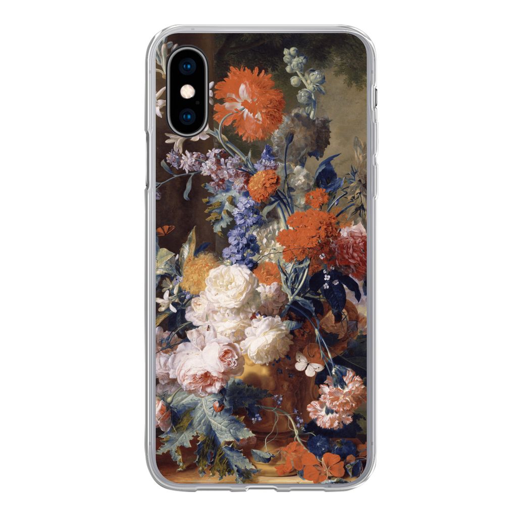 MuchoWow Handyhülle Schutzhülle Hülle für iPhone X Stilleben mit Blumen - Malerei - Alte Meister Silikon Softcase Handy Hülle - Handyhülle