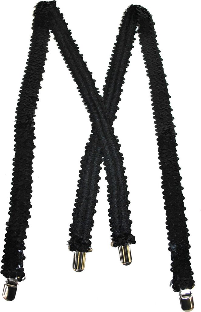 Pailletten Hosenträger Kostüm-Accessoire schwarz - Einheitsgröße