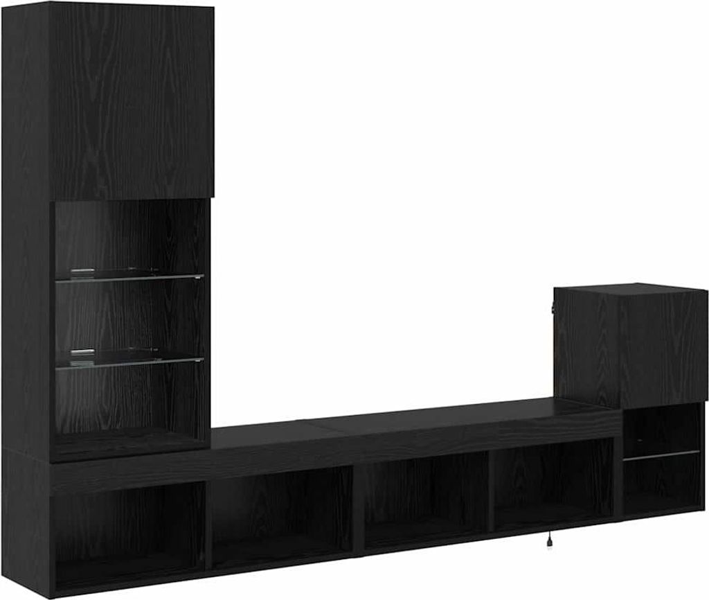 TV-Wandgeräte Wandmontiert Schwarz Eichen-Optik Holzwerkstoff