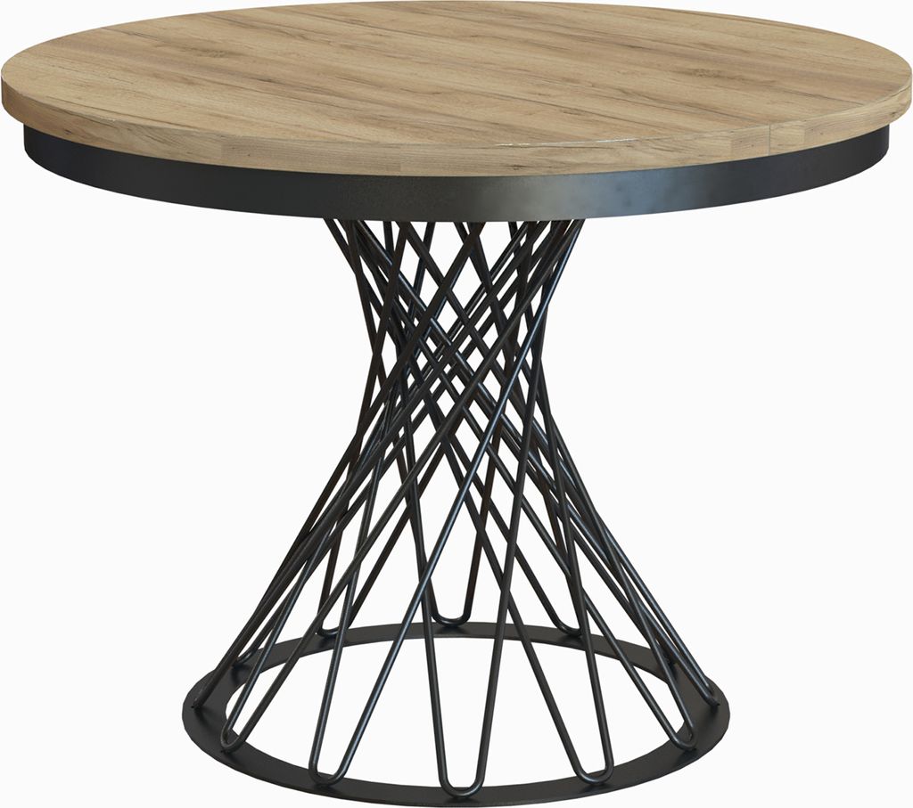 MEBLINI Esstisch Rund Ausziehbar aus Metall - Loft - Esszimmertisch Modern - Küchentisch - Ausziehtisch - Round Dining Table - Esszimmertische - 1...