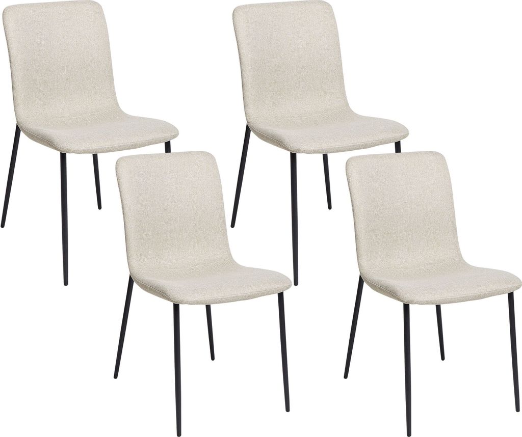BELIANI Esszimmerstühle 4er Set Hellbeige aus Stoff Gepolstert mit Schwarzen Beinen Elegant Moderner Stil für Esszimmer