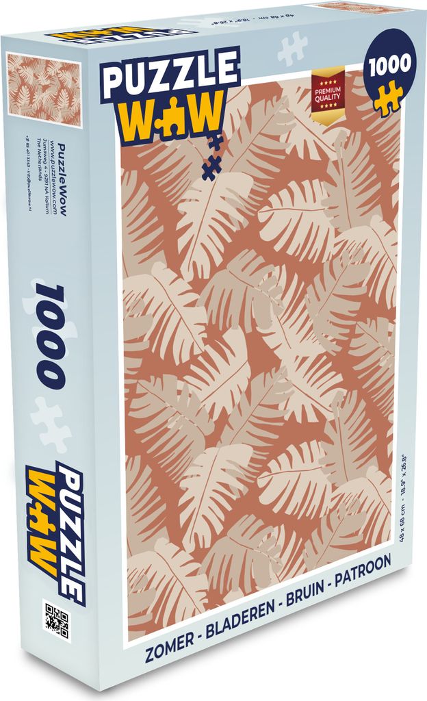 MuchoWow Puzzle 1000 Teile Sommer - Blätter - Braun - Muster - Spielzeug - Alt und Jung - Spiele - Puzzeln