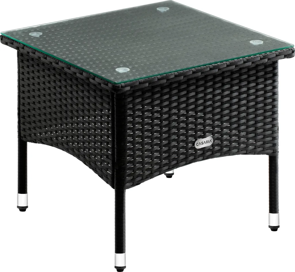 Tavolino da Caffè Esterno Polyrattan 50x50 Casaria Tavolo Vetro