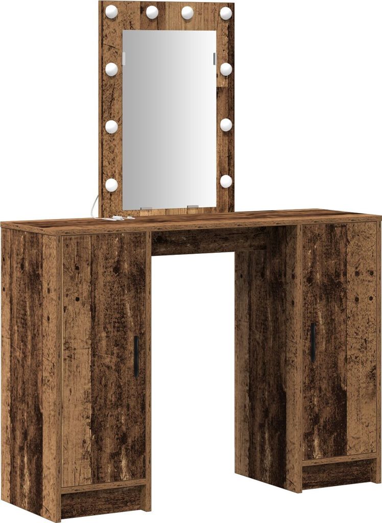 Möbel Schminktisch mit LED-Leuchten Altholz 102x33x135 cm - Schminktische 865188