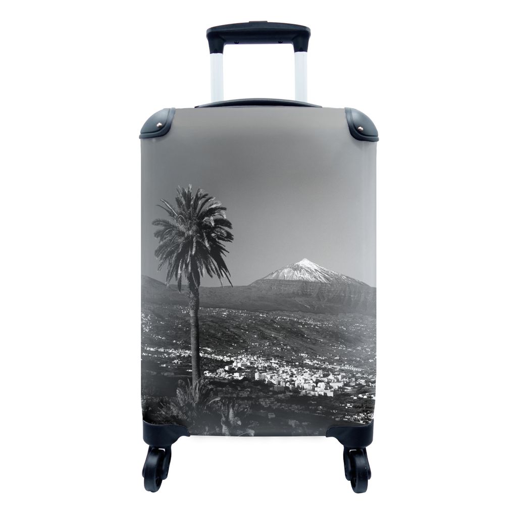 MuchoWow Koffer Handgepäck Trolley Rollkoffer Kleine Reisekoffer mit 4 Rollen - Orotava mit Blick auf den Vulkan El Teide auf Teneriffa - Schwar...
