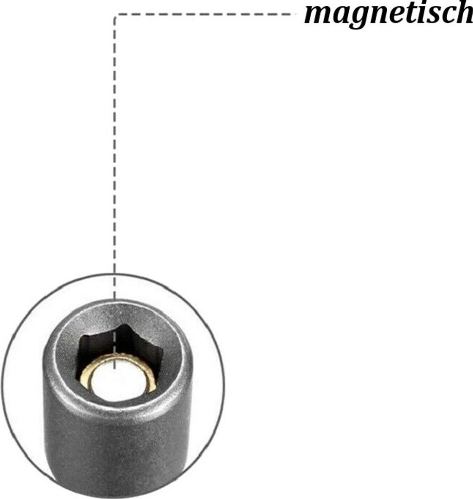 Trade-Shop Stecknuss Steckschlüssel Schraubendreher Adapter Bit Aufsatz mit Magnet für Akkuschrauber / 9mm Schlüsselweite, 65mm Länge, Sechskant