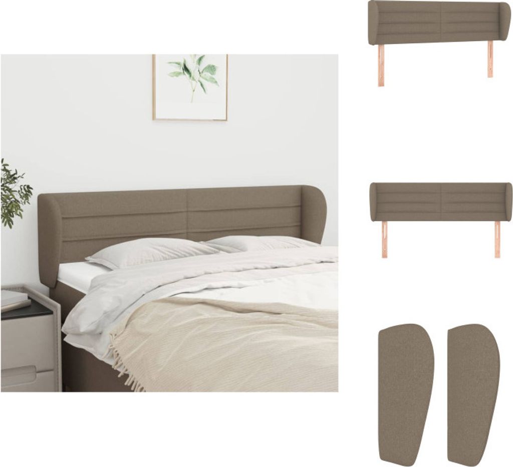 vidaXL Kopfteil mit Ohren Taupe 147x23x78/88 cm Stoff - Kopf- & Fußenden
