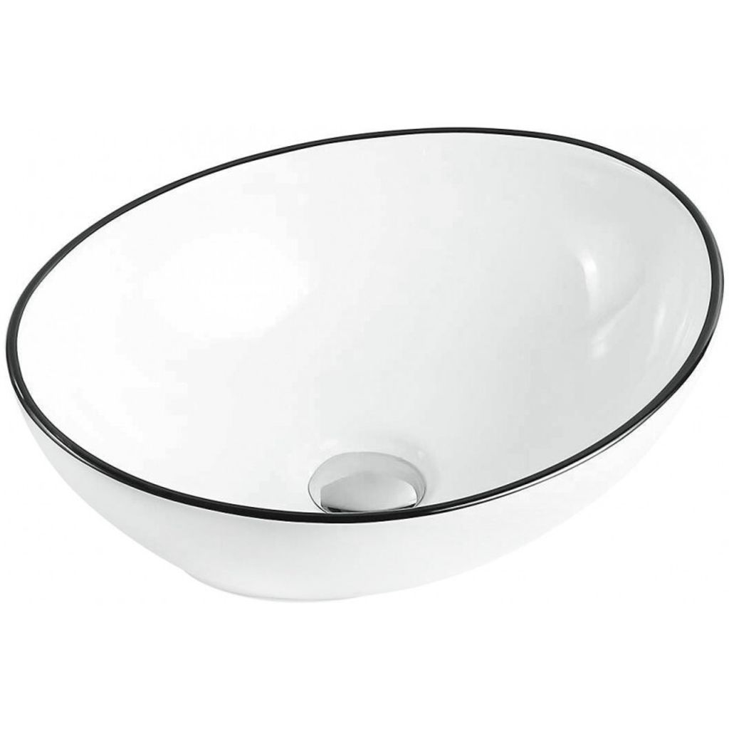 Mexen Elza Aufsatzwaschbecken 40 x 33 cm, Weiß/Schwarz - Produktbild 