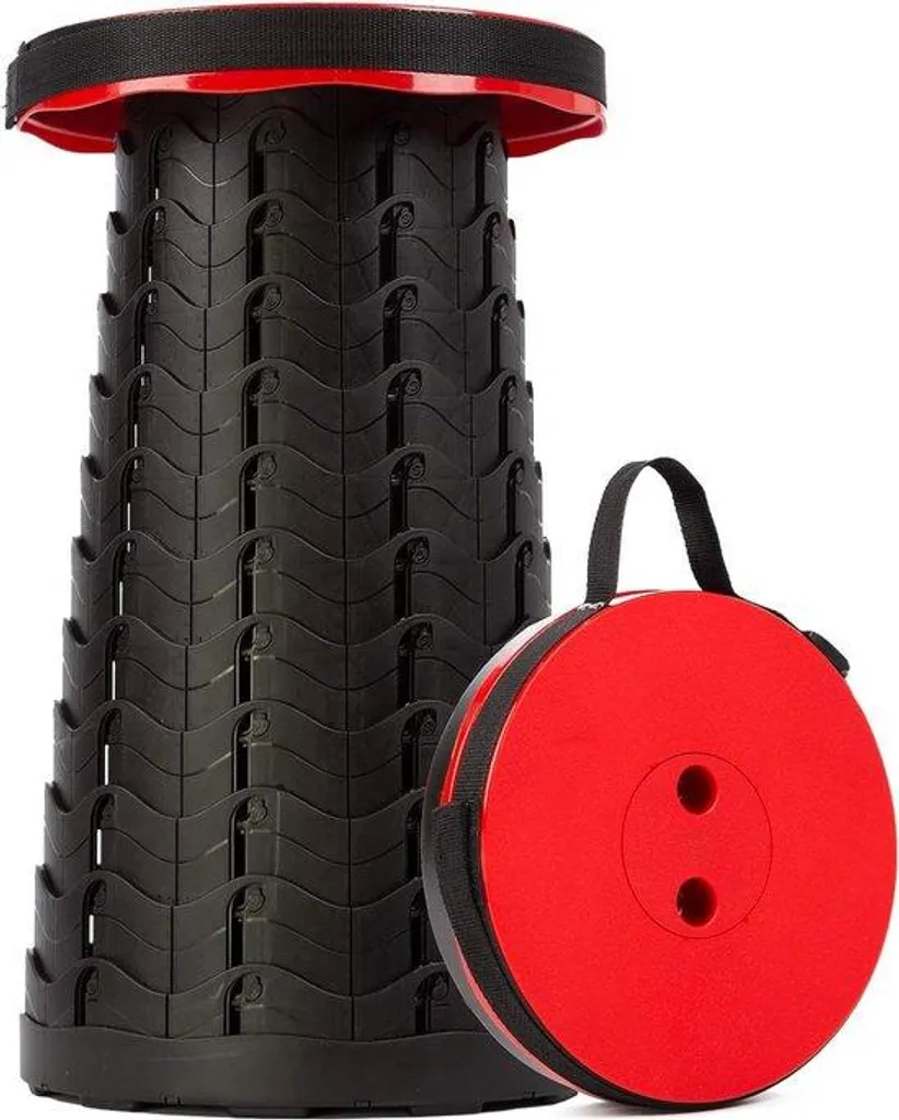 Tabouret de camping télescopique léger avec hauteur ajustable coloris rouge