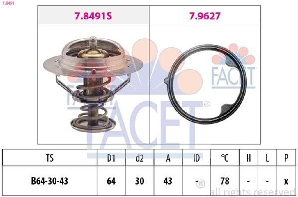 FACET Thermostat Kühlmittel 78°C für HONDA CIVIC VIII Hatchback (FN, FK) für ACURA NSX Coupe
