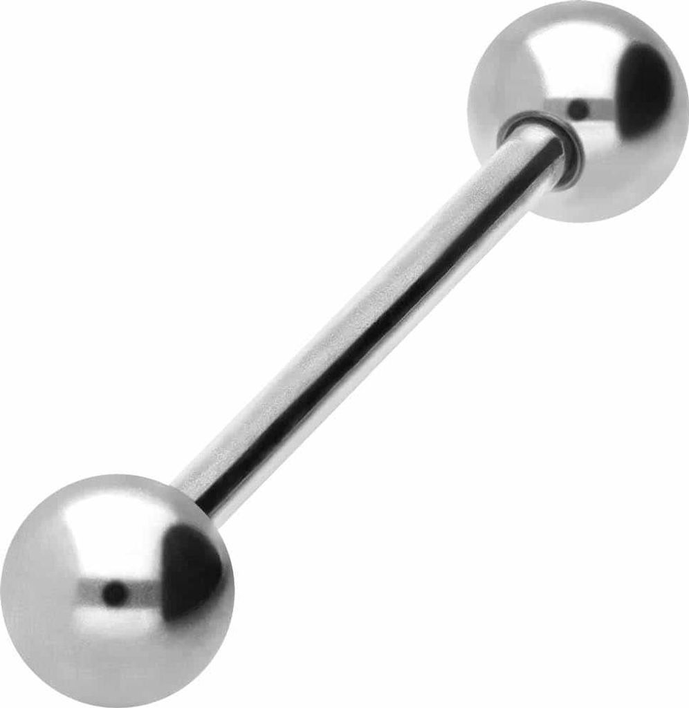 Zungenpiercing, Intim-Piercing Titan Barbell Silber Stablänge: 20mm + Stabstärke: 1,6mm + Kugelgröße: 5mm