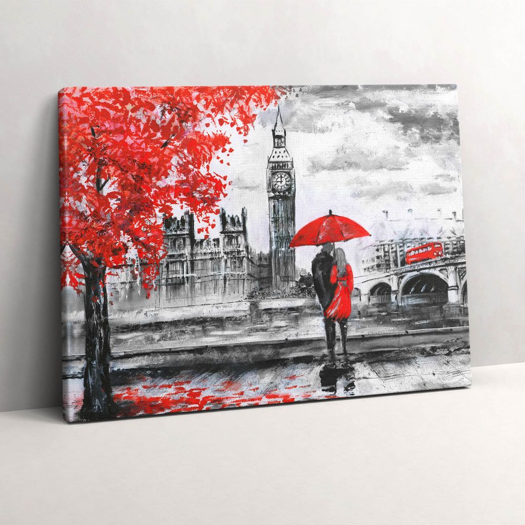 Big Ben Londoner Stadtsilhouette – Leinwandbild Wandbild – 80x60 cm – Leinwandbilder – Wandbilder – Schlafzimmer – Flur
