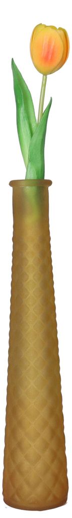 Decoris Vase - hellbraun - Rautenmuster - Glas - D7 x 32 cm