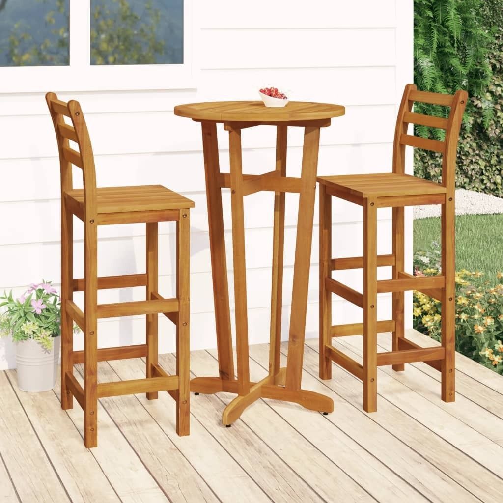 ZMH 3-tlg. Gartenbar-Set Massivholz Akazie